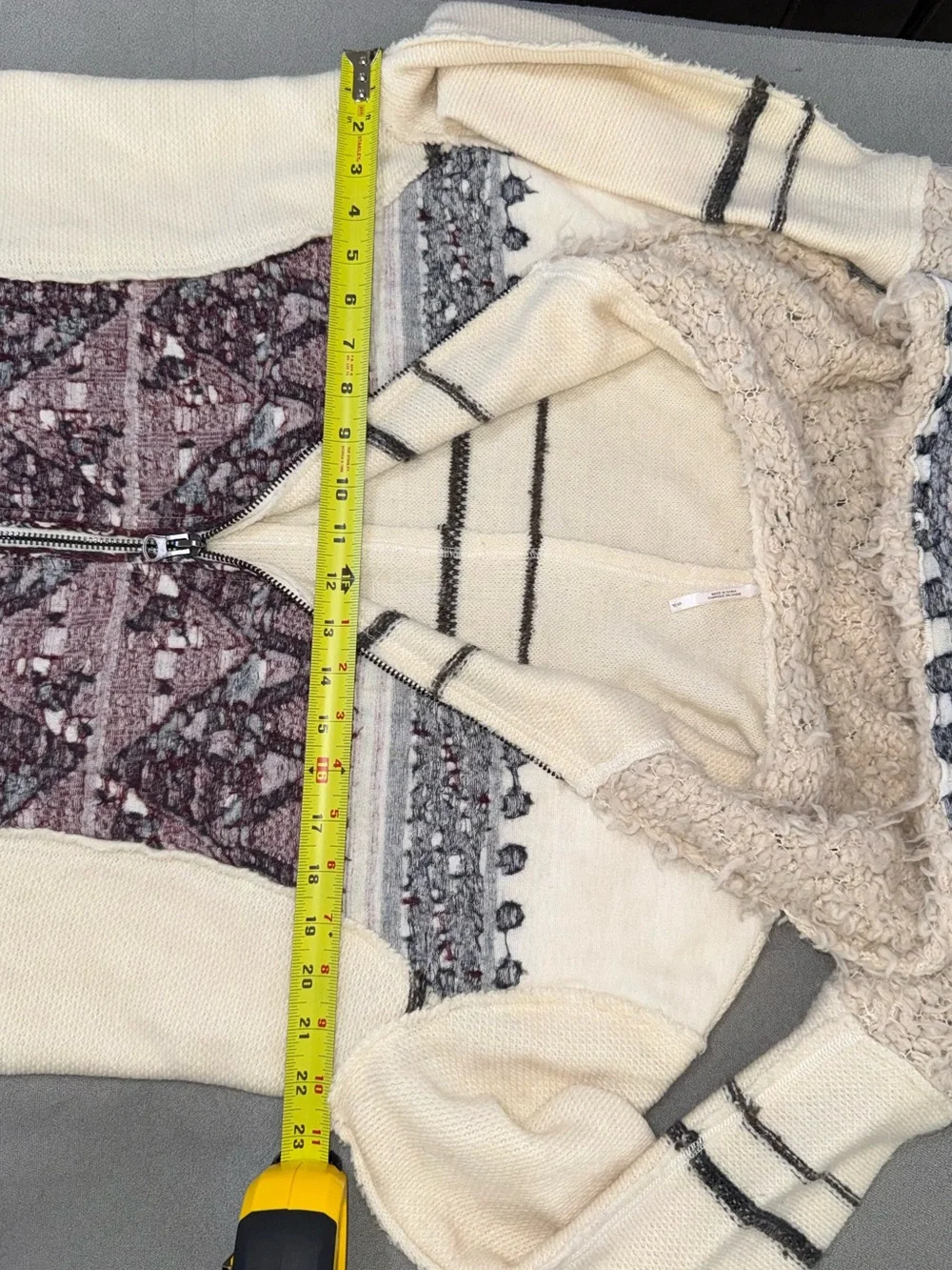 Free People Cream Hooded Zip Nordic Jacket